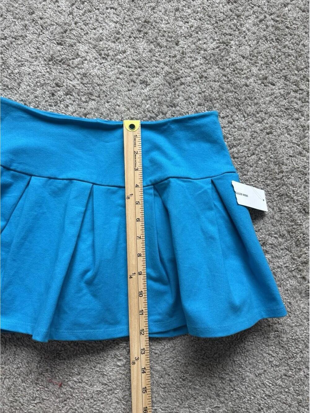 Urban Outfitters NWT Women’s Med Blue Pleated Micro Mini Skort Festival - Picture 6 of 7